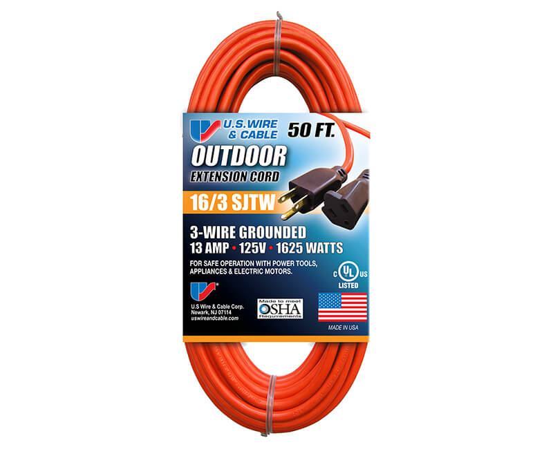 16/3 X 50' Orange Indoor/Outdoor Extension Cord