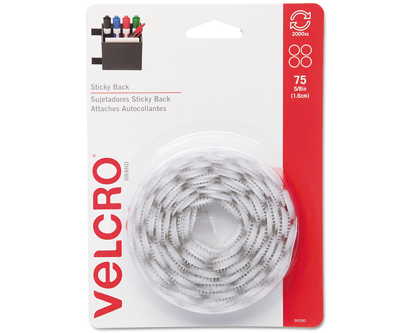 VELCRO SB 5/8" COINS, WHITE, 75 SETS